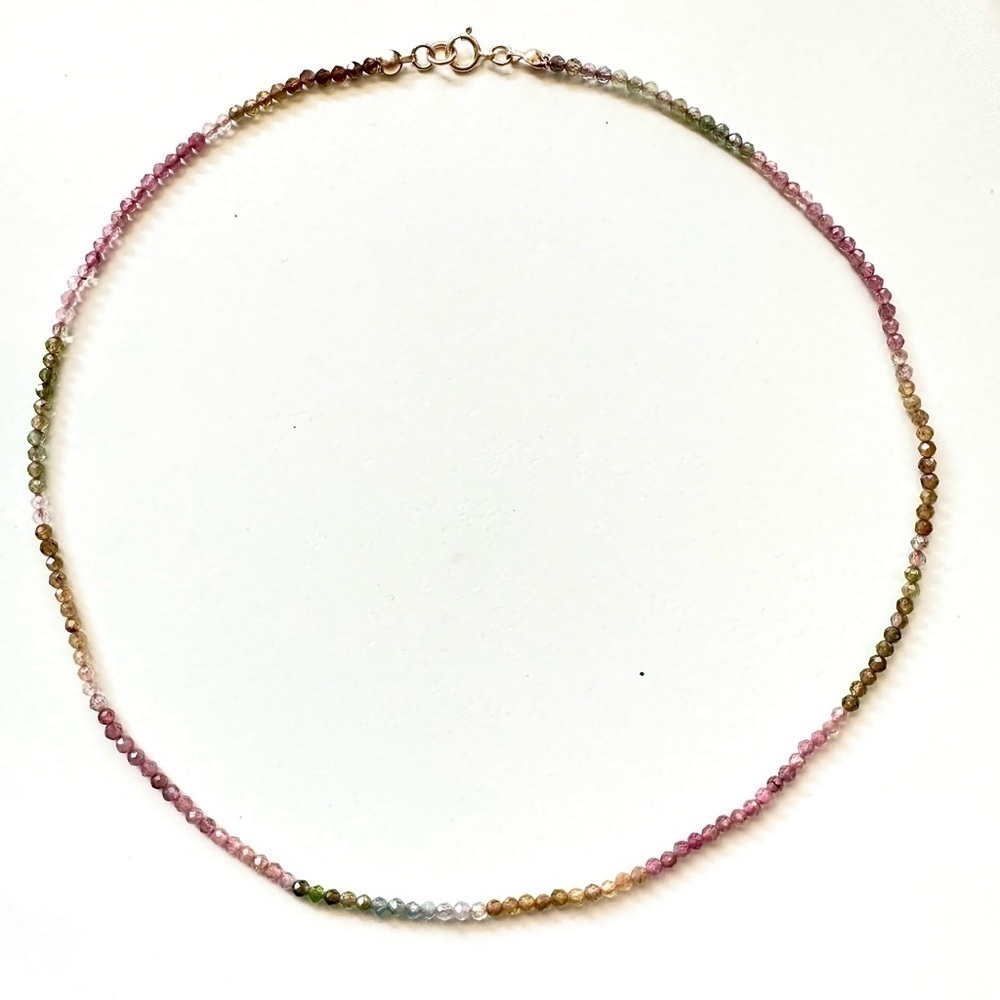 Multi Tourmaline Choker Necklace with 14K Gold Filled clasp